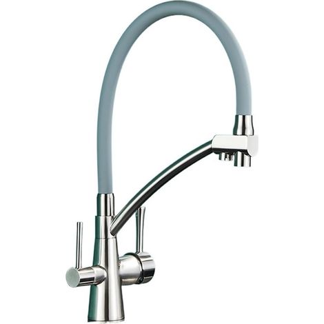 Robinet de cuisine Robinets de cuisine filtrés, robinet de cuisine de Purification, robinet de filtre à eau rotatif à 360 degrés for, robinets de cuisine à trois voies(B Brush Nick Grey 2) (1/5)