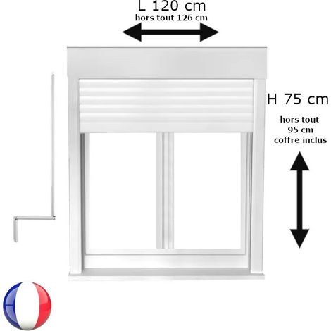 Fenêtre PVC avec volet roulant manivelle PVC H 75 x L 120 cm 2 vantaux pour pose en neuf (1/5)