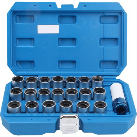 Outil de démontage de goujon de clé d'écrou de roue Anti-vol, avec boîte à outils, 20 clés de verrouillage, douille de 17mm, 21 pièces