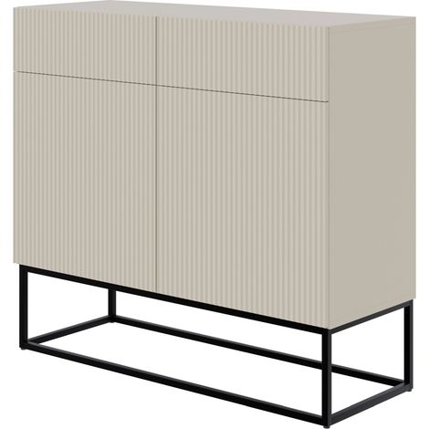 Selsey VELDIO - Commode à deux portes - 100 cm grège avec pieds noirs (1/5)