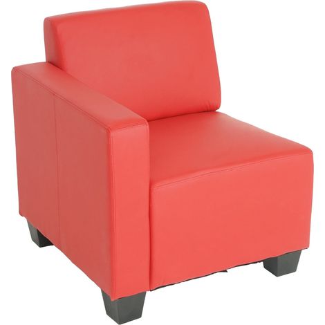Salotto modulare componibile lounge moderno Lione N71 ecopelle parte laterale sinistra rosso
