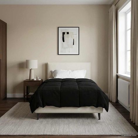 Edredón de Verano Acolchado Negro 155 x 220 cm Microfibra
