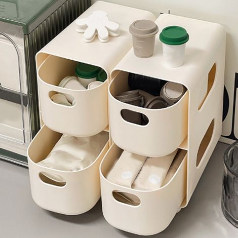 Organiseur de bureau à tiroirs multifonction - Design étagé, grande capacité, couleur élégante - Boîte de rangement pour bureau, maison et dortoir (1/5)