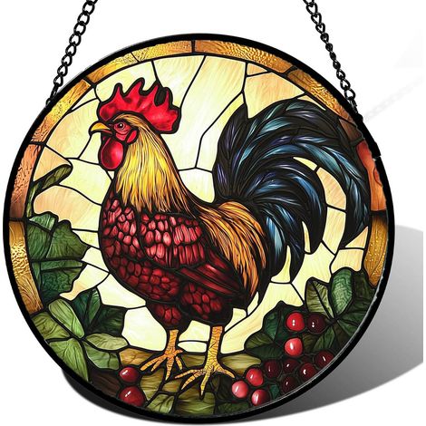 Attrape-soleil vitrail à suspendre – Ornement décoratif pour fenêtre, Diamètre : 25cm (1/4)