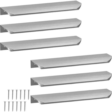 Poignée de meuble moderne en aluminium argenté, 212 mm, lot de 6 (1/5)