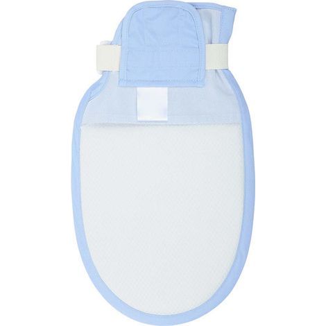 Gant de protection respirant multifonction pour patients âgés, contrôle anti-grattage, bleu et blanc (1/5)