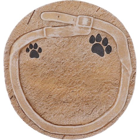 Pierre commémorative pour animaux de compagnie, impression de patte et décoration de ceinture, en résine, lettrage à faire soi-même, marqueur funéraire pour chiens et chats, jaune sable (1/5)
