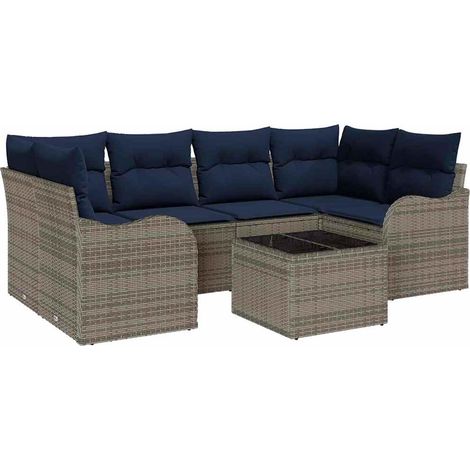 Conjunto de sofá de jardín Gris 55 x 55 x 37 cm ratán sintético vidaXL (1/5)