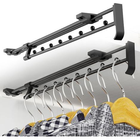 2 PièCes Tringle de Penderie Extensible 40 CM,Tringle Vetement Extensible RéGlable Longueur 40-71.5 CM,Tringle Coulissante Penderie,pour Les Armoires et Les Zones de Rangement (1/5)