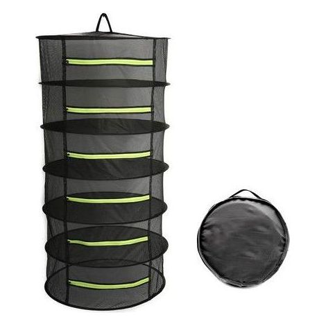 Filet de séchage pliable - 6 couches - Maille respirante - 130 cm de hauteur - Anneau en acier flexible (1/4)