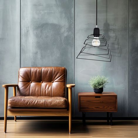 Hängelampe Hängeleuchte Pendelleuchte Pendellampe Esszimmerleuchte, Höhenverstellbar Industriell Metall schwarz, 1x E27 Fassung, LxBxH 24x24x120cm