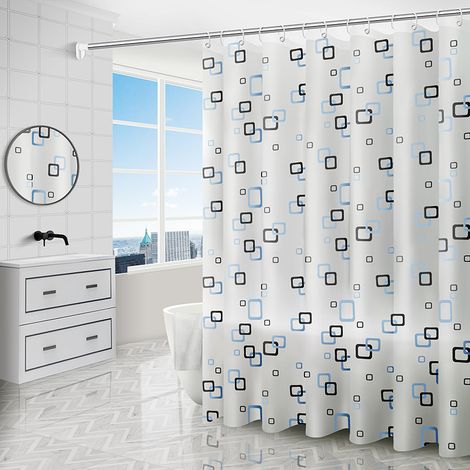 Duschvorhang ohne Bohren, kariert, PEVA, schimmelresistent, wasserdicht, 150 x 200 cm