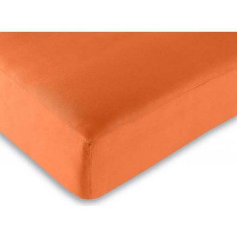 Drap housse - 100% coton - Orange - 180 x 200 cm - 57 fils/cm² - King size
