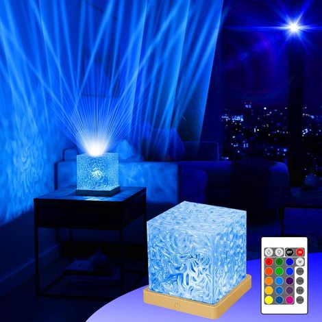 Projecteur Ciel Étoilé Aurore Boréale, Lampe Cube Cristal 16 Couleurs avec Télécommande USB, Veilleuse Projection Ondulation d’Eau pour Chambre Décoration (1/5)