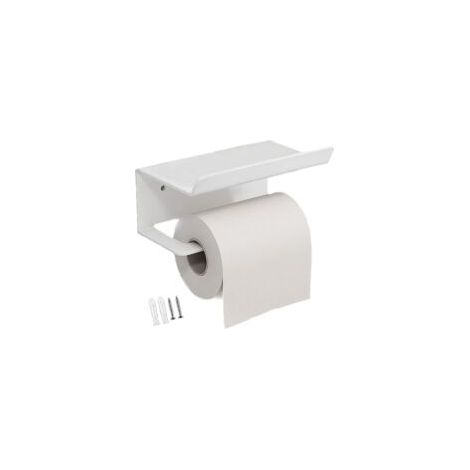 Porte Papier Toilette, Porte-serviettes en acier inoxydable pour téléphone portable,Support Papier Rouleau Derouleur Papier WC, Support Papier Toilettes avec Tablette pour Salle de Bain et Cuisine (1/3)