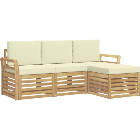 Set di divani da esterno 4 pz 4-Posti Bianco e Crema Poliestere vidaXL (1/5)