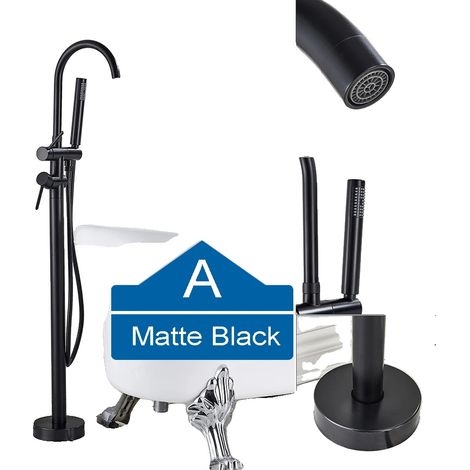 Robinet de douche de baignoire, à double poignée, monté au sol, Noir Mattle A (1/2)