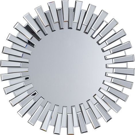 Beliani – Miroir mural rond argenté 70 cm – Cadre moderne en MDF – Éléments décoratifs pour intérieur – Accrochage facile avec crochets (1/5)
