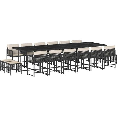 Maison Exclusive - Ensemble à manger de jardin 17 pcs coussins noir résine tressée (1/5)