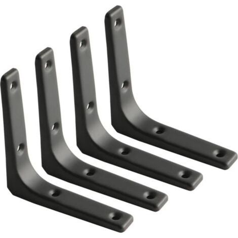 Support Etagère Murale Fixation Flottante Support, Tablette Flottante Support Flottant en Bois Dissimulé à Fixation, Equerre Charge Lourde Noir Mat en Métal 100MM, 4Pcs (1/5)