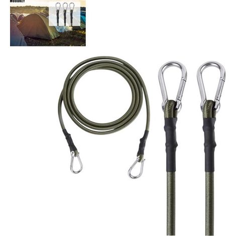 Set da 3 pezzi composto da moschettoni da esterno, corda elastica da esterno (30 cm), stendibiancheria da campeggio e cinghie per bagagli. Corda elastica in 3 pezzi con ganci, realizzata in materiale (1/5)