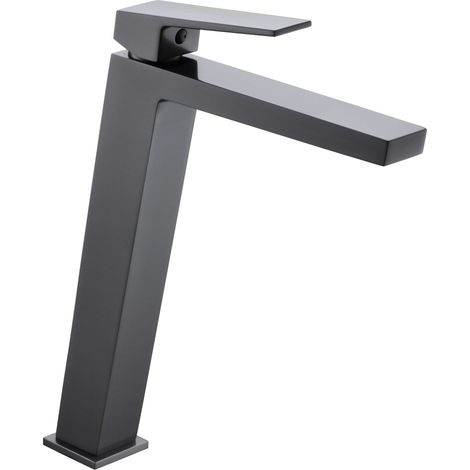 IMEX grifería en ottone con acabado Black Gun Metal cartuccia ceramica Ø26 mm flessibili 3-8 diseno moderno squadrato para lavabo alto modelo ART BDAR025-3BGM (1/3)