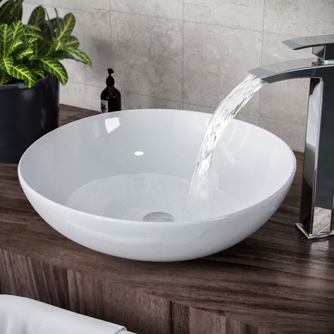 Etive 410mm Large Round Cloakroom Stand Alone Counter Top Basin Sink Bowl (1/5)