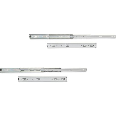 Emuca Lote de 2 juegos de guías de bolas para cajones de gran carga, extracción total, altura 51mm, profundidad 700mm, Acero, Cincado (1/5)