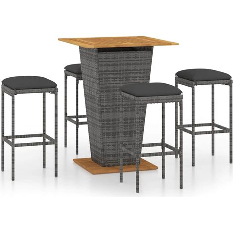Maison Exclusive - Set da Bar da Giardino 5 pz con Cuscini in Polyrattan Grigio (1/5)