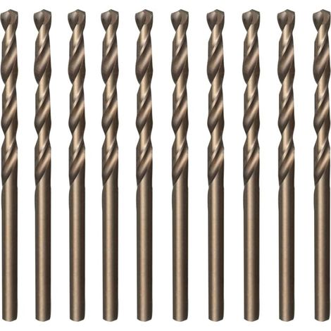 Coffret de 10 forets hélicoïdaux M35 HSS or et cobalt de 3,5 mm x 70 mm pour le perçage de l'acier inoxydable et de l'acier dur, de la fonte, du cuivre, de l'aluminium, du bois et du plastique - Crezu