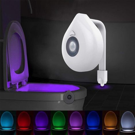 Veilleuse LED automatique étanche avec capteur de mouvement,16-Color Motion Sensor LED Toilet Night Light (1/5)