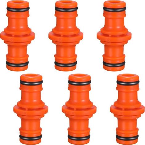 6 Pcs Double Male Hose Connectors for Joining Garden Hose Pipe (Orange) (1/5)