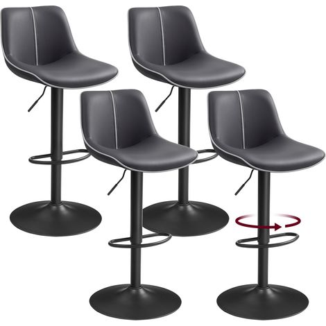 Lot de 4 Tabourets de Bar, Pivotants, Réglables en Hauteur, PU (1/5)