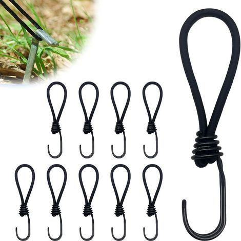 10er-Pack Gummiseile mit Haken – 15 cm – Mehrzweck-Gummiseil mit Haken – Für Campingplanen, Anhängerplanen, Poolabdeckungen (1/4)
