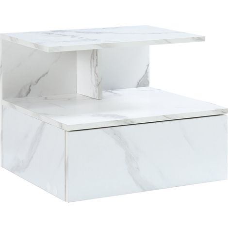 Étagère design intemporel salon chambre meuble de rangement murale 40 x 35 x 31 cm effet marbre blanc (1/5)