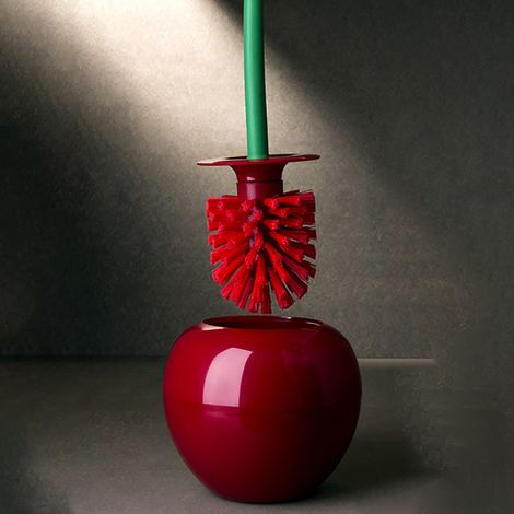 1 Brosse toilette, design fleur, plastique robuste, rouge vin, rangement compact, pour salle de bain (1/5)