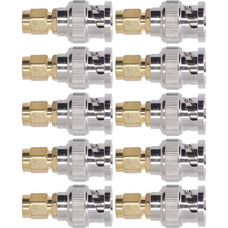 Lot de 10 adaptateurs SMA mâle vers BNC mâle pour câble coaxial RF (1/5)