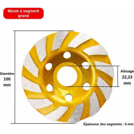 Disque boisseau diamanté épaissi 100 mm à gros segments pour meuleuse 100 185.9 22.23 7 40 × 30 × 20 cm 1,895 kg – Livraison gratuite