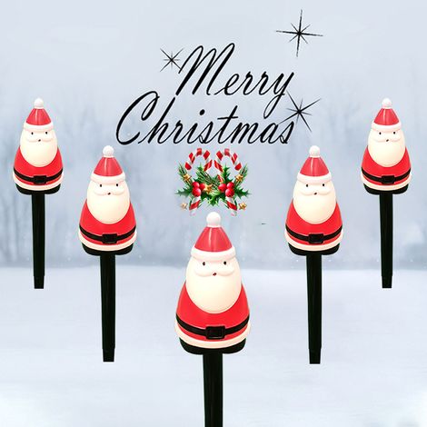 Lumières de chemin de noël en plein air, 5 pièces, lumière de passerelle du père noël, 8 Modes, décor extérieur de noël, alimenté par batterie (1/5)