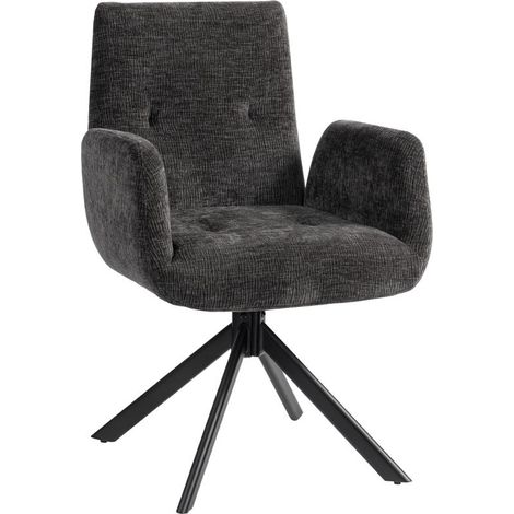 Fauteuil rembourré, fauteuil d'appoint, design moderne, pivotant, jusqu'à 120 kg, noir (1/5)
