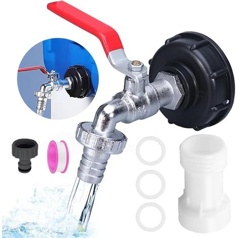 1000L Adaptateur De Réservoir De Vidange IBC 3/4", Avec Filetage Grossier S60X6 Adaptateur De Réservoir De Vidange, Pour Robinet De Jardin, D'adaptateur De Cuve (1/5)