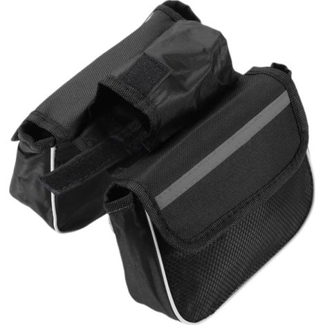 Sacoche de cadre de vélo - Sacoche avant étanche en nylon pour VTT - Compatible avec porte-bagages avant de vélo de route et VTT (Unique, noire) (1/5)