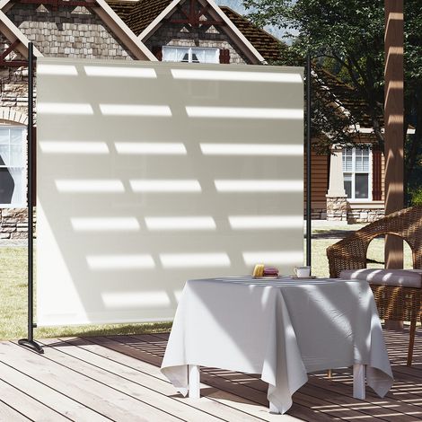 WOLTU Paravent Freistehend, 1-teiliger Raumteiler Sichtschutz, mit Metallrahmen und Halterungen, für Büros, Balkone, Schlafzimmer, Gärten, Terrassen, Stoff mit PA-Beschichtung, 180x177 cm, Creme (1/5)