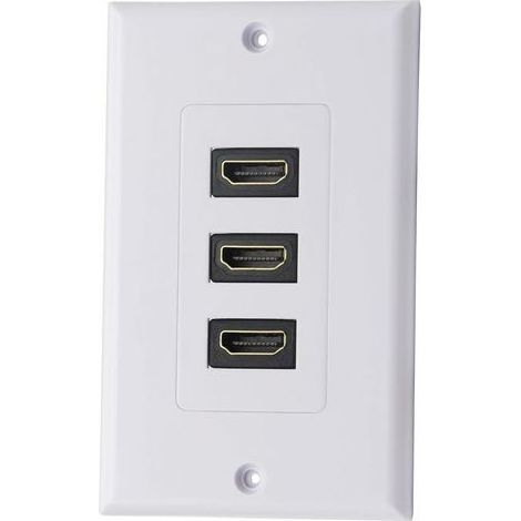 3 Port HDMI 2.0 Plaque murale Composant HDMI Composant Composite Audio Prise de montage murale, Support 4K 60Hz 1080P Parfait pour projecteur et cinéma maison blanc (3 HDMI) (1/5)