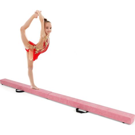 Développer l'Équilibre à Domicile Poutre de Gymnastique Pliable 7 Pieds Matelassée avec Poignées et Base Antidérapante Rose
