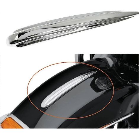 Baguettes chromées décoratives pour garde-boue avant de moto Harley Touring FLD 12-16 Softail FLDE Dyna Heritage Trike (1/5)