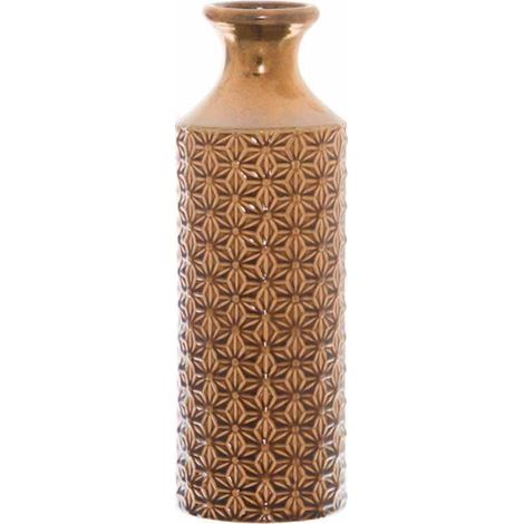 Seville Collection Fluted Vase - Ceramic - L14 x W14 x H40 cm - Caramel