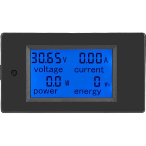 Digitales DC-Voltmeter/Amperemeter 6,5–100 V 20 A – Großes, hintergrundbeleuchtetes LCD-Display – Spannungs-, Strom- und Leistungsmesser – Spannungsalarm – Crezuo (1/4)