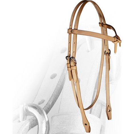 Testiera western con frontalino a fiocco in cuoio