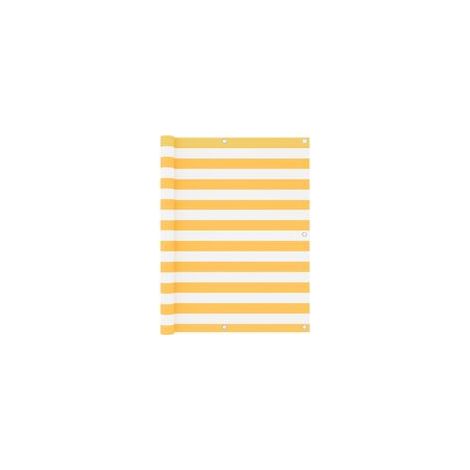 Biombo para balcón, blanco y amarillo, 120 x 400 cm, tela Oxford - Crezuo (1/4)